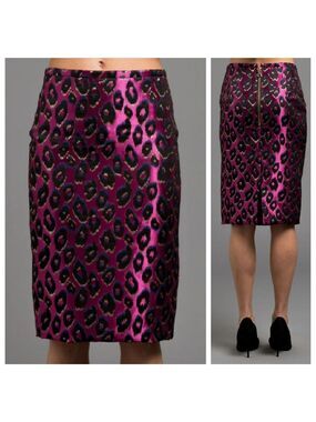 NWT Le Superbe Leopard Spots Metallic Skirt